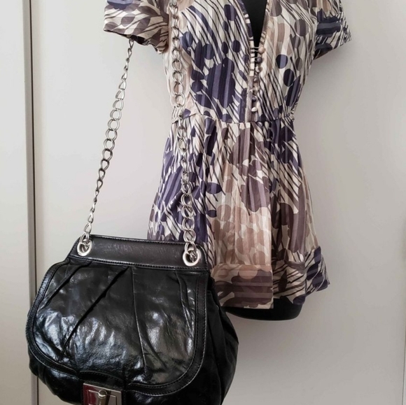 Black Genuine Leather Satchel Bag  B Makousky Davon with a Convertable Strap - Picture 6 of 7